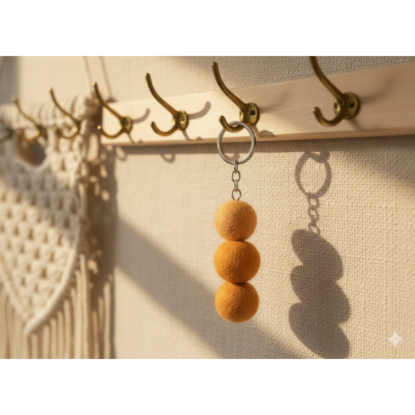 Handcrafted Nepali Felt Ball Keychain | 100% Wool, Vibrant & Eco-Friendly - Image 2