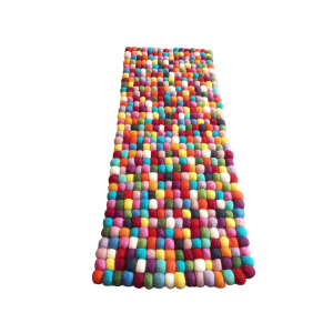 Handcrafted Nepali Felt Ball Table Runner - 25cm x 65cm, 100% New Zealand Wool, Eco-Friendly & Reversible