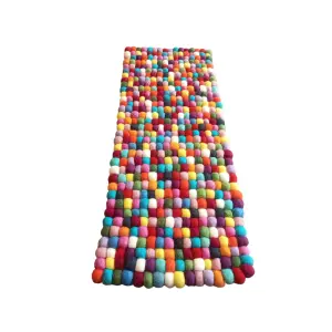 Handcrafted Nepali Felt Ball Table Runner - 25cm x 65cm, 100% New Zealand Wool, Eco-Friendly & Reversible
