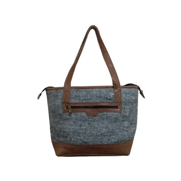 Handcrafted Nepali Felt & Leather Shoulder Bag - Image 2