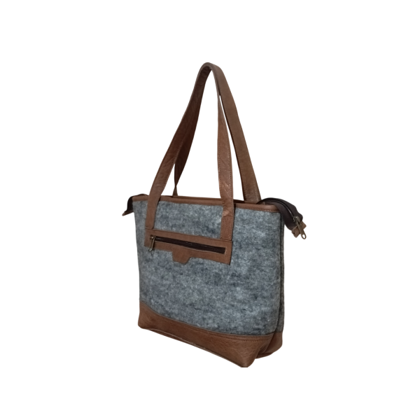 Handcrafted Nepali Felt & Leather Shoulder Bag - Image 3