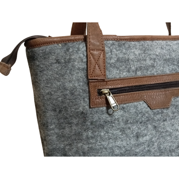 Handcrafted Nepali Felt & Leather Shoulder Bag - Image 4