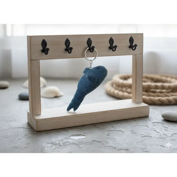 Handcrafted Nepali Felt Whale Keychain – Eco-Friendly, Unique Artisan Accessory from New Zealand Wool - Image 2