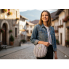 Handcrafted Round Cotton Stripe Shoulder Bag - Eco-Friendly Women's Cross body 20x20x7 cm