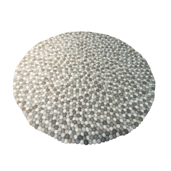 Handfelted Weave: Natural Round Rug - 100cm Diameter with 2.2cm Ball - Image 3