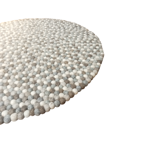 Handfelted Weave: Natural Round Rug - 100cm Diameter with 2.2cm Ball - Image 4