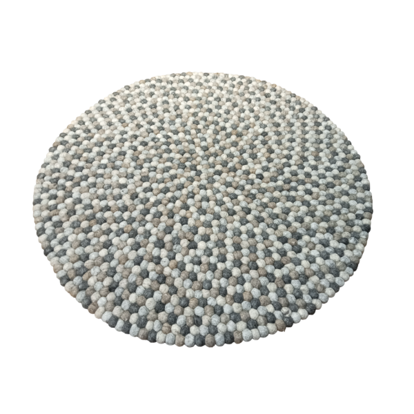 Handfelted Wool Ball Rug (100cm) - Natural Color - Image 4