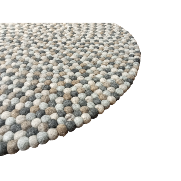 Handfelted Wool Ball Rug (100cm) - Natural Color - Image 5
