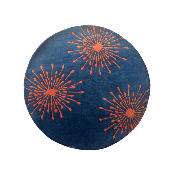 Handknotted Nepali Woolen Carpet – 60 Knots, 100 cm Round, Modern All-Over Pattern, - Image 2