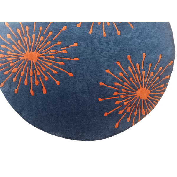 Handknotted Nepali Woolen Carpet – 60 Knots, 100 cm Round, Modern All-Over Pattern, - Image 3