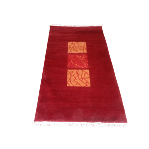 Handknotted Nepali Woolen Carpet – Maroon Color, 60 Knots, 92x162 cm,