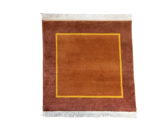 Handknotted Nepali Woollen Carpet – Terracotta, Modern Design, 60 Knots, 50x50 cm