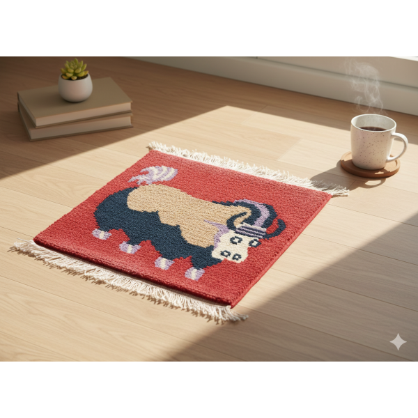 Handknotted Nepali Woollen Carpet,60 Knots 45 Cm x 45 Cm - Image 2