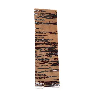 Handmade Brown Nepali Hand-Knotted Carpet | 47x154 cm, Modern Design, 60 Knots