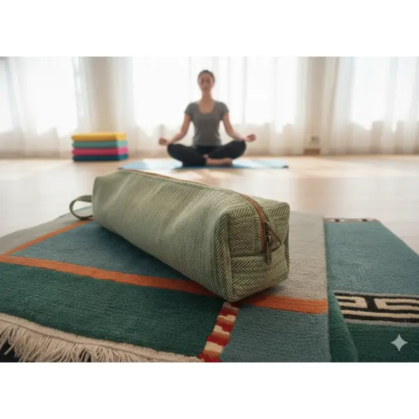 Handmade Cotton Flute Case (Bansuri Bag) - 2 Compartments - Eco-Friendly Green - Made in Nepal - Image 2
