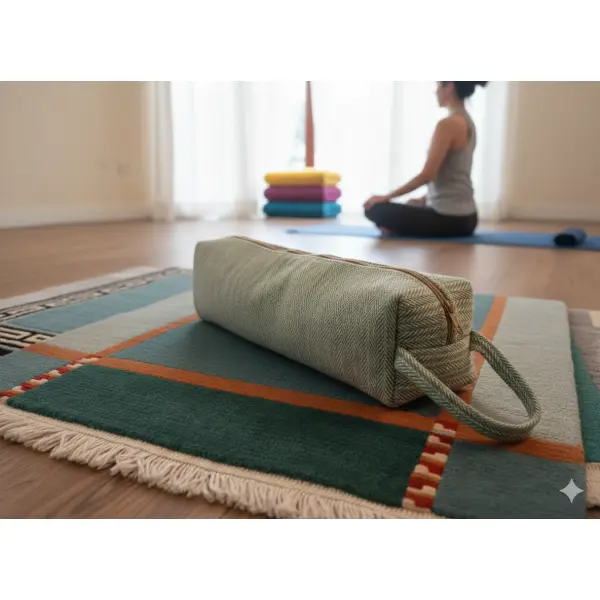 Handmade Cotton Flute Case (Bansuri Bag) - 2 Compartments - Eco-Friendly Green - Made in Nepal - Image 3