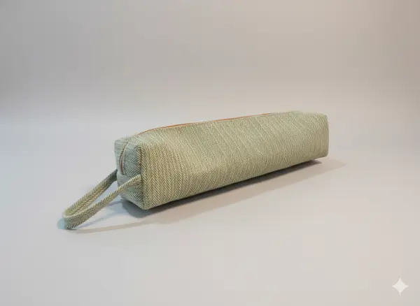 Handmade Cotton Flute Case (Bansuri Bag) - 2 Compartments - Eco-Friendly Green - Made in Nepal