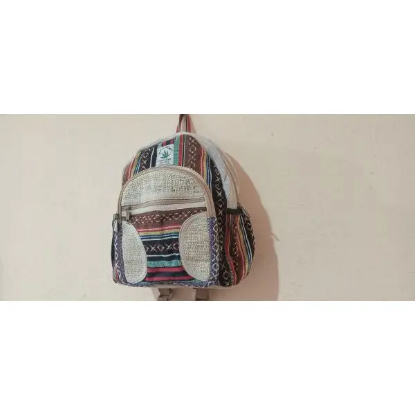 Handmade Eco-Friendly Hemp & Cotton Mix Backpack - Small Size Unisex Daypack - Sustainable Nepal Product - Image 2