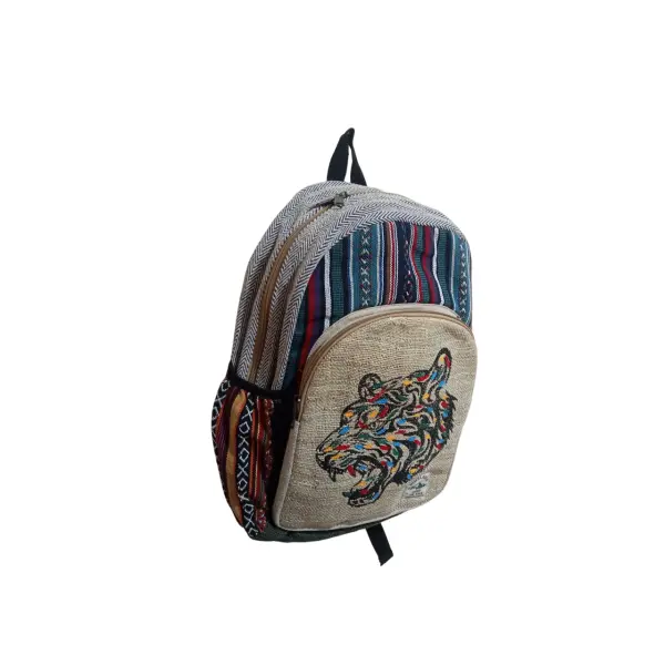 Handmade Eco-Friendly Hemp & Cotton Mix Backpack - Sustainable Unisex Bag for School, College & Travel - Made in Nepal - Image 4