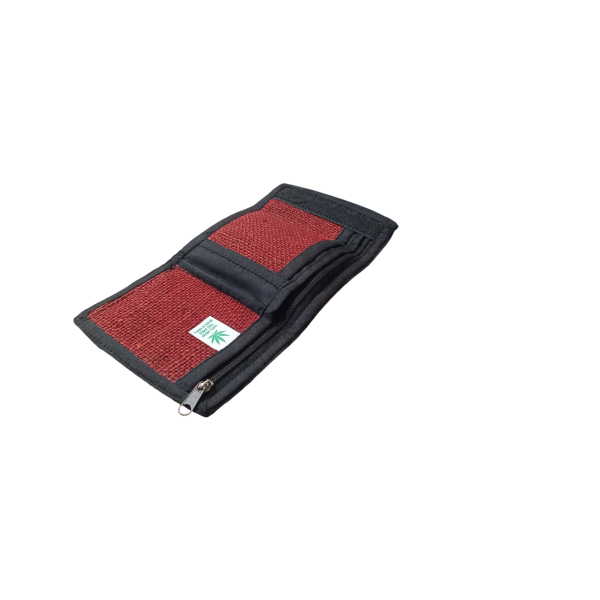 Handmade Eco-Friendly Hemp & Cotton Trifold Wallet for Men - Sustainable Gent's Money Purse with Zipper - Durable Nepali Craftsmanship - Image 4