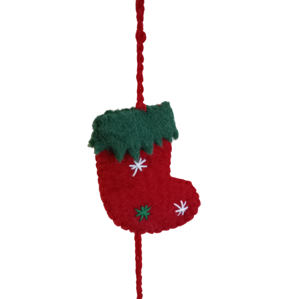 Handmade Eco-Friendly Wool Felt Christmas Stocking Decoration – Vibrant, Sustainable Holiday Charm from Nepal - Image 3