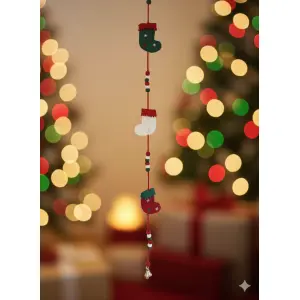 Handmade Eco-Friendly Wool Felt Christmas Stocking Decoration – Vibrant, Sustainable Holiday Charm from Nepal