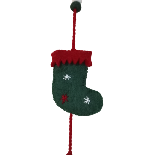 Handmade Eco-Friendly Wool Felt Christmas Stocking Decoration – Vibrant, Sustainable Holiday Charm from Nepal - Image 5