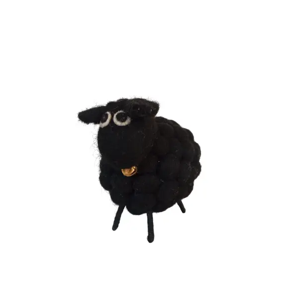 Handmade Felt Ball Sheep - Unique Felt Animal Toy & Gift from Nepal (10x12 cm) - Image 2