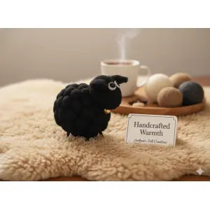 Handmade Felt Ball Sheep - Unique Felt Animal Toy & Gift from Nepal (10x12 cm)