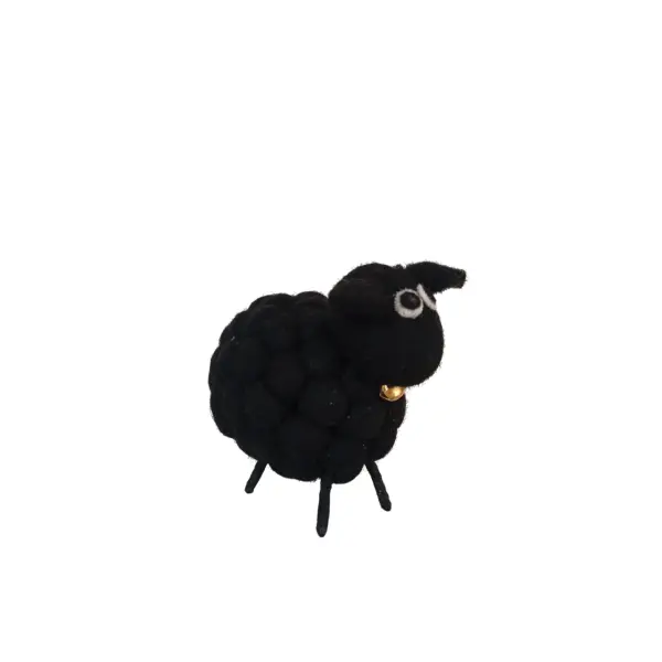 Handmade Felt Ball Sheep - Unique Felt Animal Toy & Gift from Nepal (10x12 cm) - Image 5