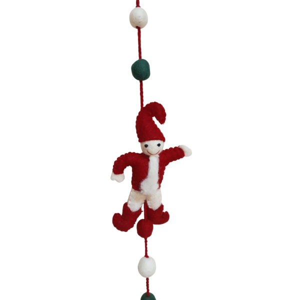 Handmade Felt Christmas Santa Hanging Decoration – Eco-Friendly, Vibrant & Sustainable, 137 cm – Crafted with Love in Nepal - Image 4
