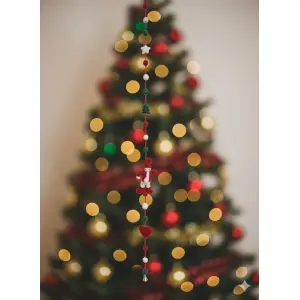 Handmade Felt Christmas Santa Hanging Decoration – Eco-Friendly, Vibrant & Sustainable, 137 cm – Crafted with Love in Nepal