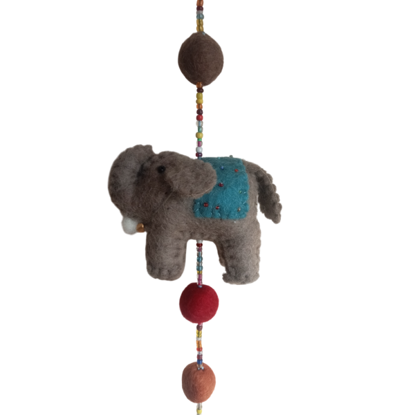 Handmade Felt Large Elephant Hanging Decoration - Image 4