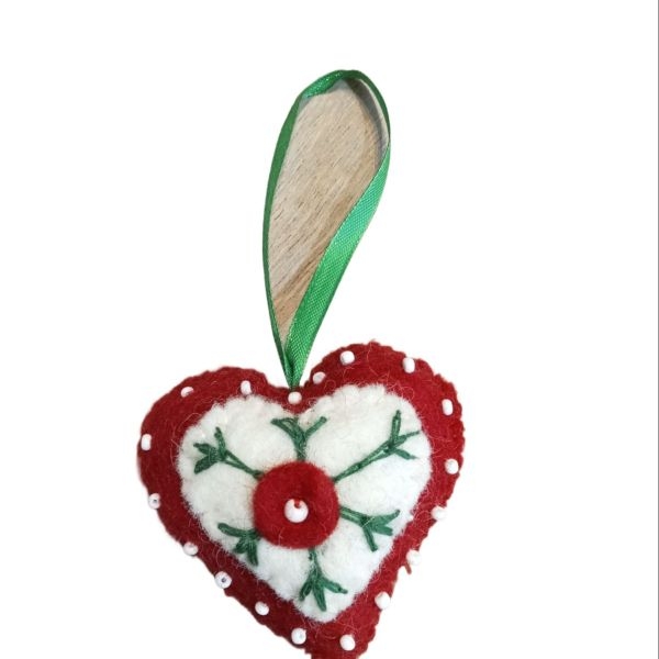 Handmade Heart Ornament/Christmas Tree Hanging/Home Decoration/Wool Heart Hanging - Image 2