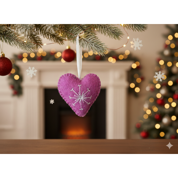 Handmade Heart Ornament/Christmas Tree Hanging/Home Decoration/Wool Heart Hanging - Image 2