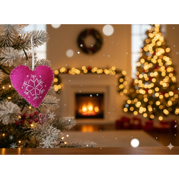Handmade Heart Ornament/Christmas Tree Hanging/Home Decoration/Wool Heart Hanging - Image 3
