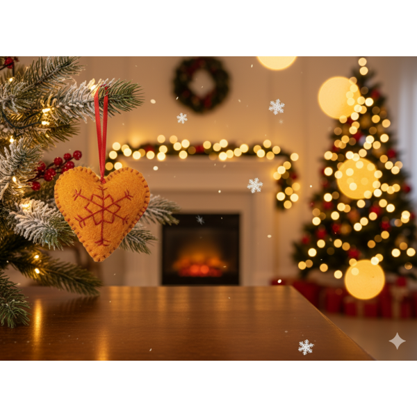 Handmade Heart Ornament/Christmas Tree Hanging/Home Decoration/Wool Heart Hanging - Image 4