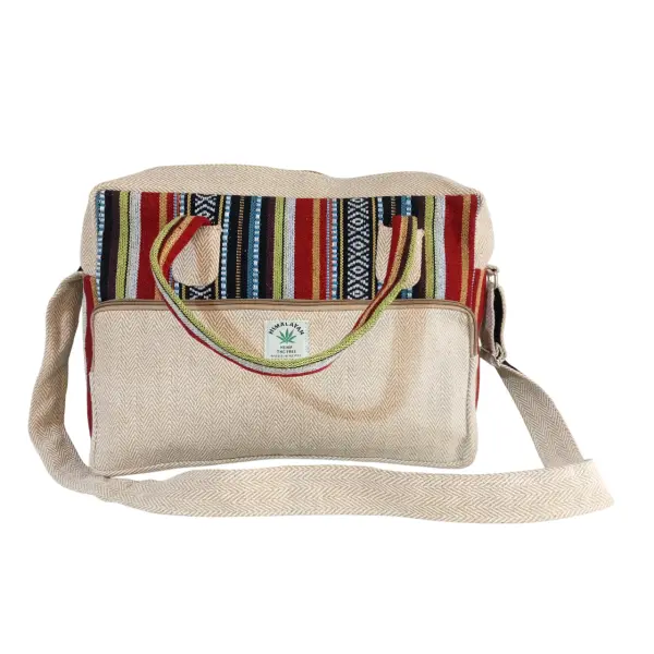 Handmade Hemp & Cotton Bag – Versatile Side & Shoulder Bag with Adjustable Strap – Crafted in Nepal - Image 2