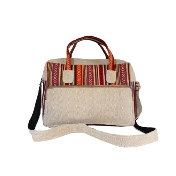 Handmade Hemp & Cotton Bag – Versatile Side & Shoulder Bag with Adjustable Strap – Crafted in Nepal - Image 3