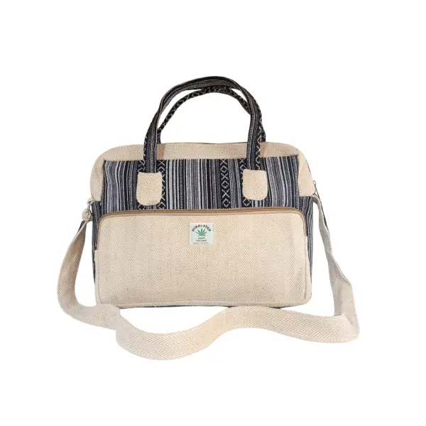 Handmade Hemp & Cotton Bag – Versatile Side & Shoulder Bag with Adjustable Strap – Crafted in Nepal - Image 4