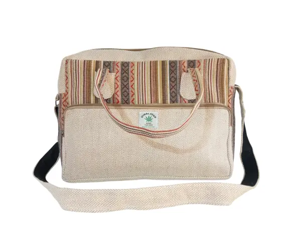 Handmade Hemp & Cotton Bag – Versatile Side & Shoulder Bag with Adjustable Strap – Crafted in Nepal
