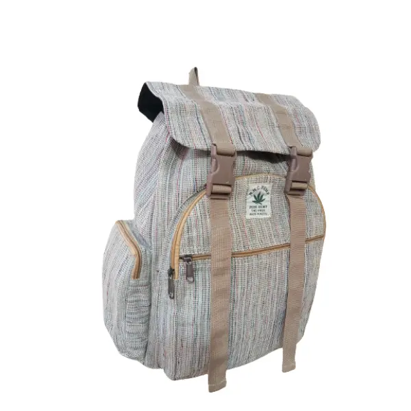 Handmade Hemp & Cotton Mix Backpack For Unisex - Image 2