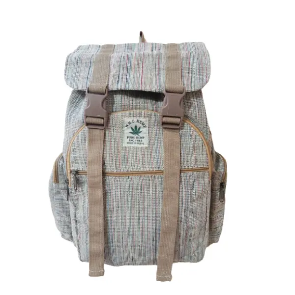 Handmade Hemp & Cotton Mix Backpack For Unisex - Image 3