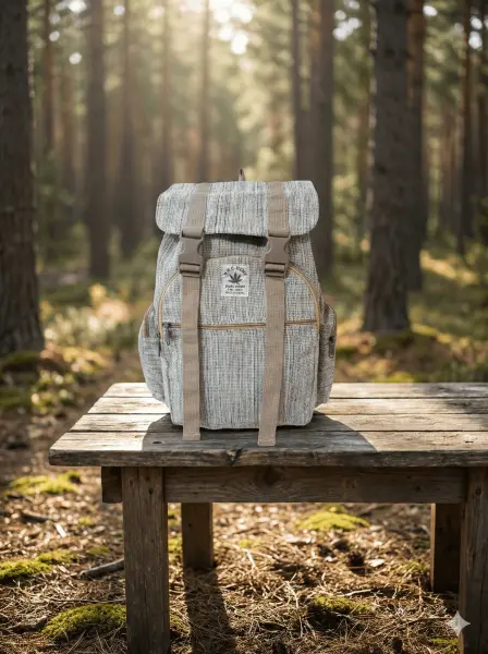 Handmade Hemp & Cotton Mix Backpack For Unisex