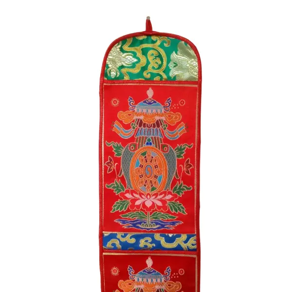 Handmade Nepalese Brocade & Cotton Wall Organizer - 3 Pocket Letter Holder - Multi-Color (17cm x 90cm) - Image 3