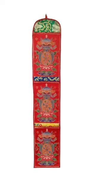 Handmade Nepalese Brocade & Cotton Wall Organizer - 3 Pocket Letter Holder - Multi-Color (17cm x 90cm)