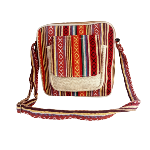 Handmade Nepali Cotton Unisex Crossbody Bag - Image 3