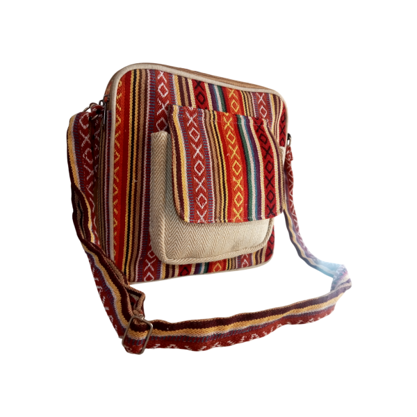 Handmade Nepali Cotton Unisex Crossbody Bag - Image 5