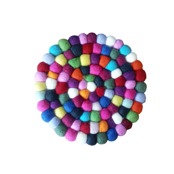 Handmade Nepali Felt Ball Trivet – 20cm Round Wool Hot Pad & Kitchen Décor - Image 3