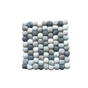 Handmade Nepali Felt Ball Trivet – 20cm Square Wool Pot Mat, Hot Pad & Kitchen Décor